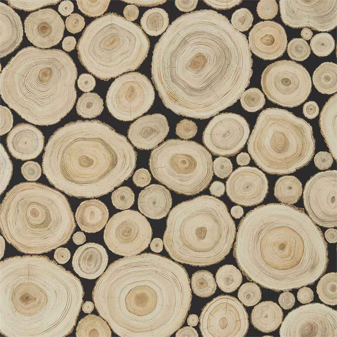 Alnwick Logs Lacquer Black Wallpaper by Sanderson - 216510 | Modern 2 Interiors