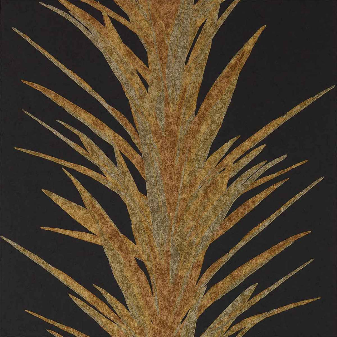 Yucca Charcoal & Gold Wallpaper by Sanderson - 216651 | Modern 2 Interiors