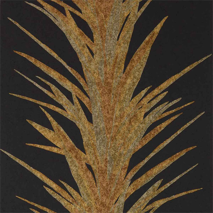 Yucca Charcoal & Gold Wallpaper by Sanderson - 216651 | Modern 2 Interiors