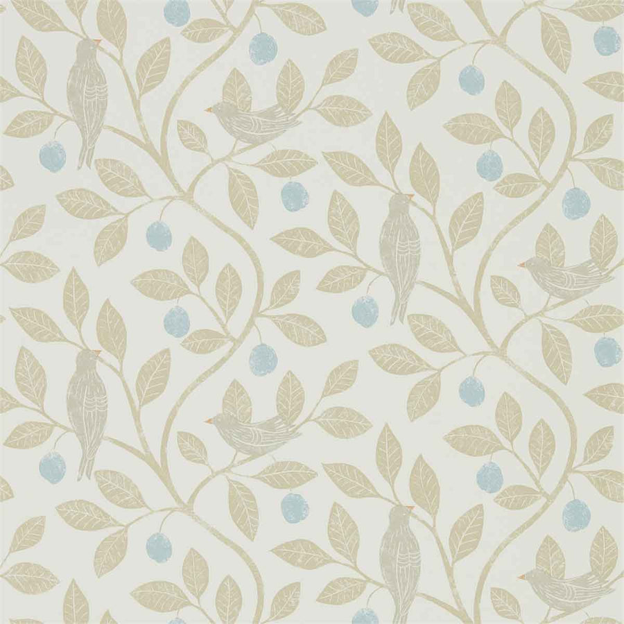 Damson Tree Denim & Barley Wallpaper by Sanderson - 216364 | Modern 2 Interiors