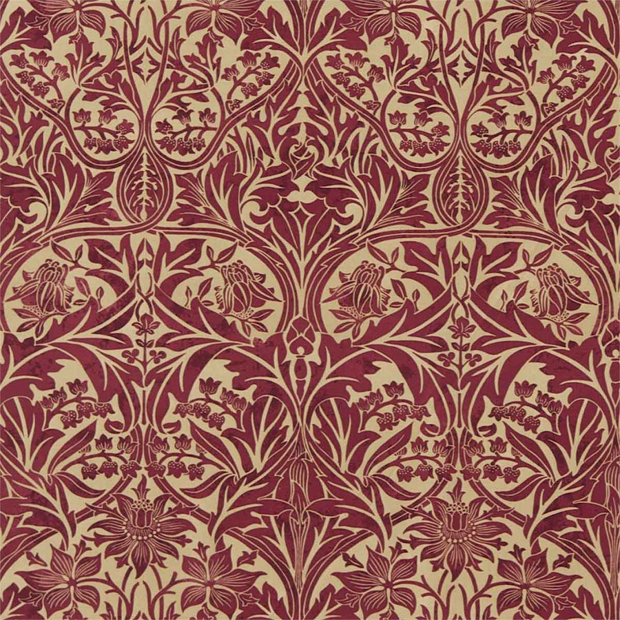 Bluebell Claret & Gold Fabric by Morris & Co - 220332 | Modern 2 Interiors