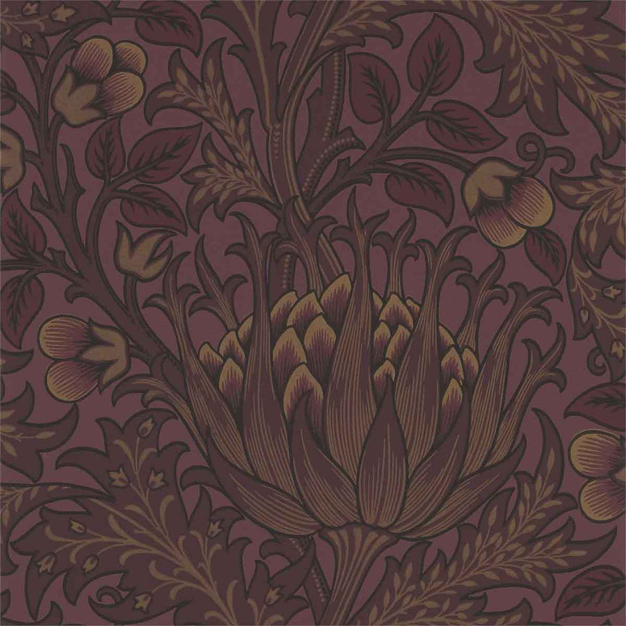 Morris And Co Artichoke Wallpaper - Wine - 210355 | Modern 2 Interiors