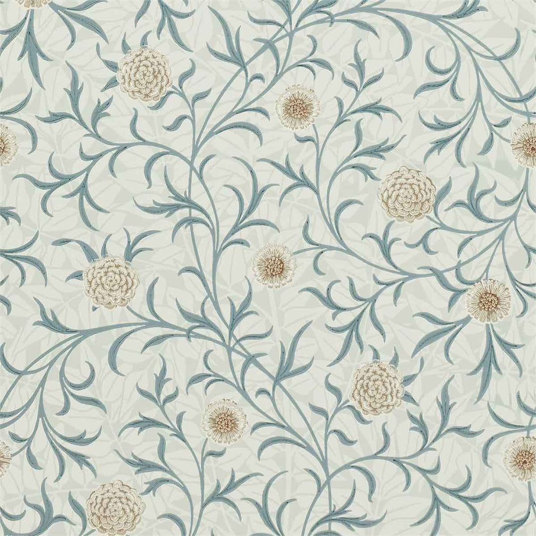 Morris And Co Scroll Wallpaper - Loden & Slate - 210362 | Modern 2 Interiors