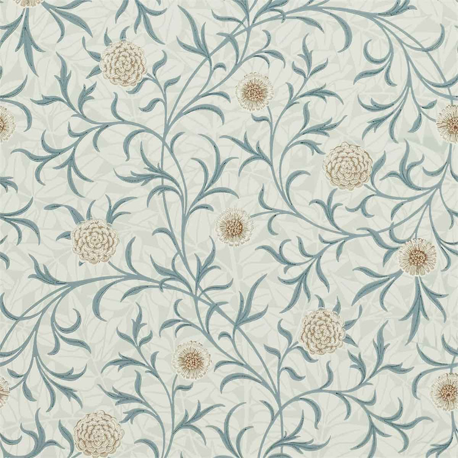 Morris And Co Scroll Wallpaper - Loden & Slate - 210362 | Modern 2 Interiors