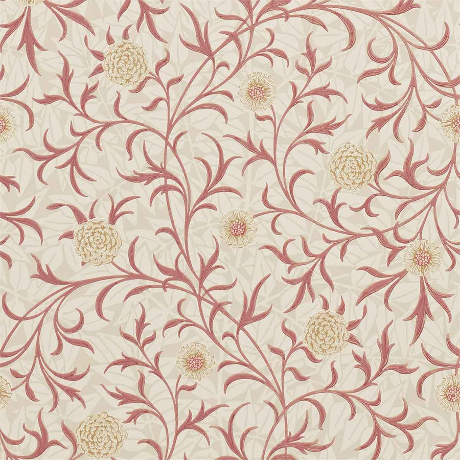 Morris And Co Scroll Wallpaper - Light Brick & Buff - 210364 | Modern 2 Interiors