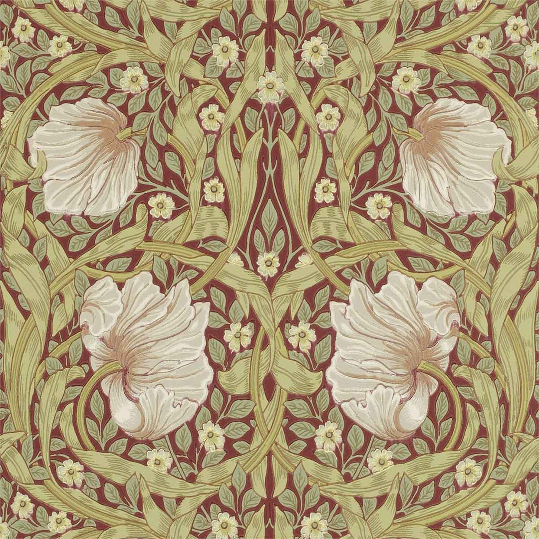 Morris And Co Pimpernel Wallpaper - Brick & Olive - 210386 | Modern 2 Interiors
