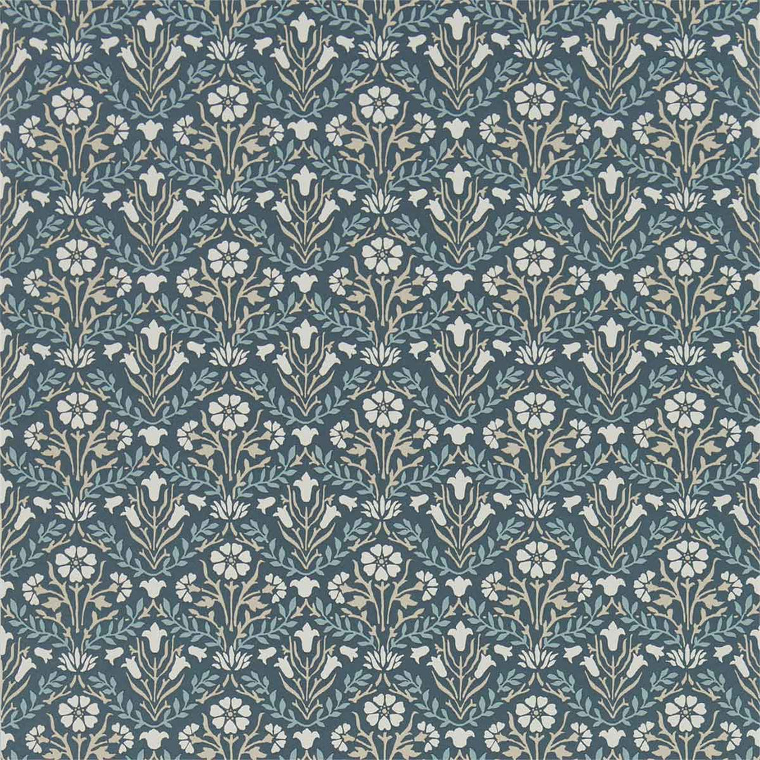 Morris And Co Morris Bellflowers Wallpaper - Indigo & Linen - 216436 | Modern 2 Interiors