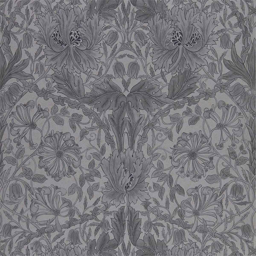 Morris And Co Pure Honeysuckle & Tulip Wallpaper - Black Ink - 216523 | Modern 2 Interiors