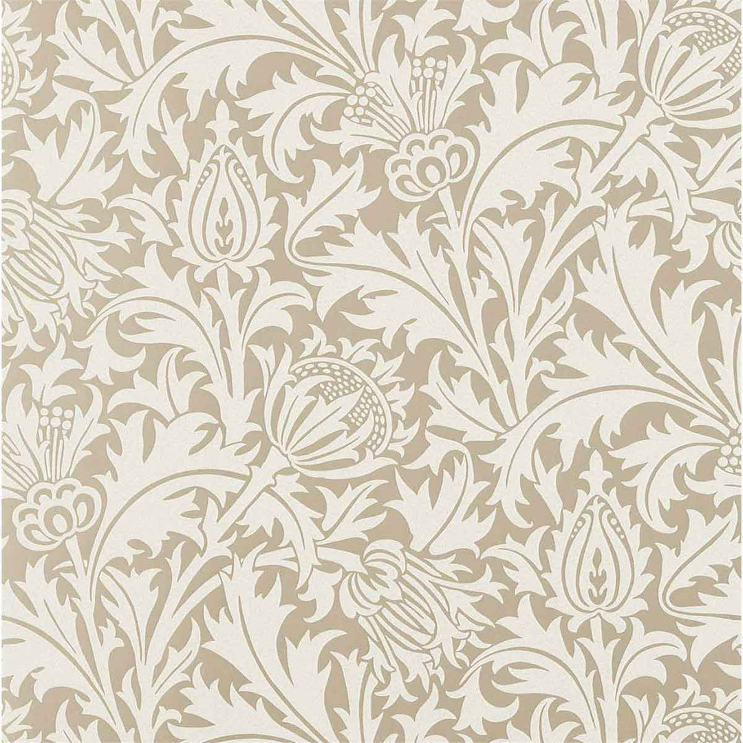 Morris And Co Pure Thistle Wallpaper - (Beaded) Silver - 216548 | Modern 2 Interiors