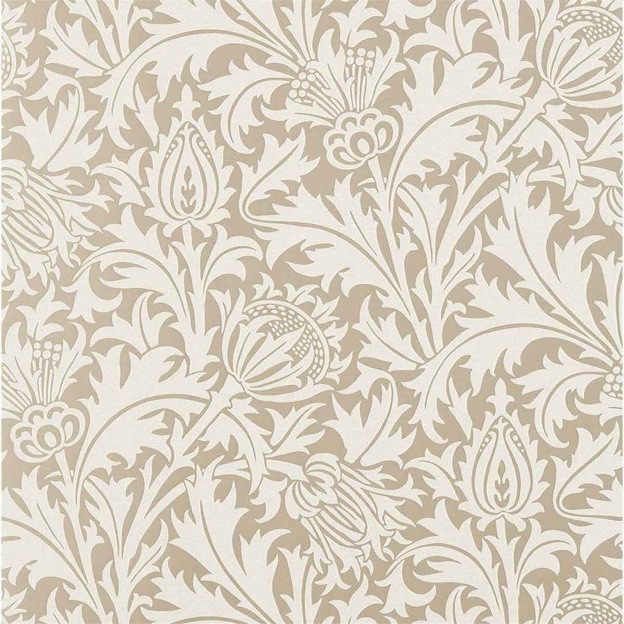 Morris And Co Pure Thistle Wallpaper - (Beaded) Silver - 216548 | Modern 2 Interiors