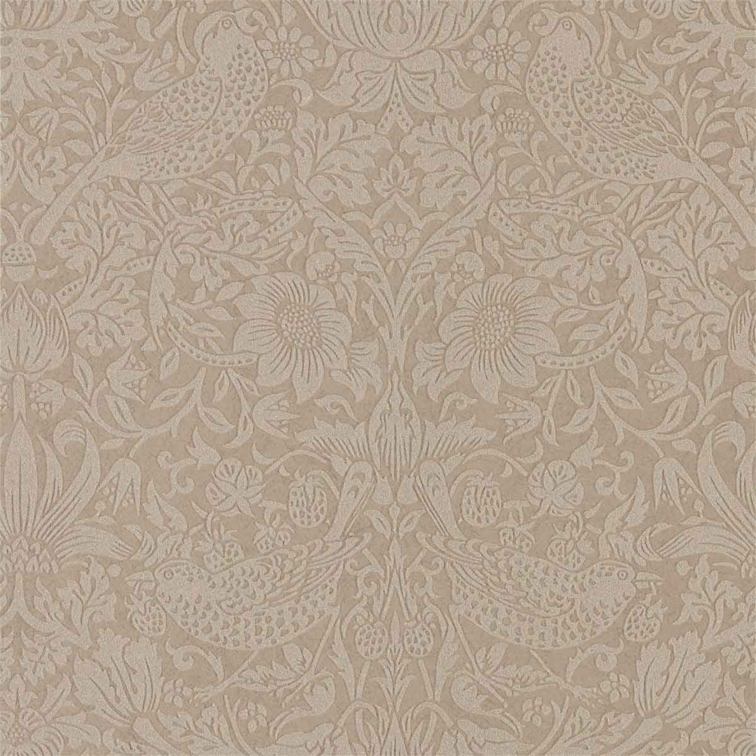 Morris And Co Pure Strawberry Thief Wallpaper - Taupe & Gilver - 216019 | Modern 2 Interiors