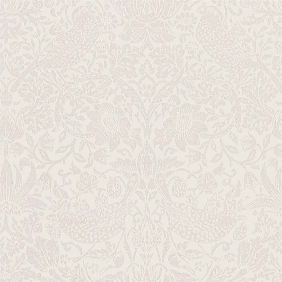 Morris And Co Pure Strawberry Thief Wallpaper - Oyster & Chalk - 216021 | Modern 2 Interiors