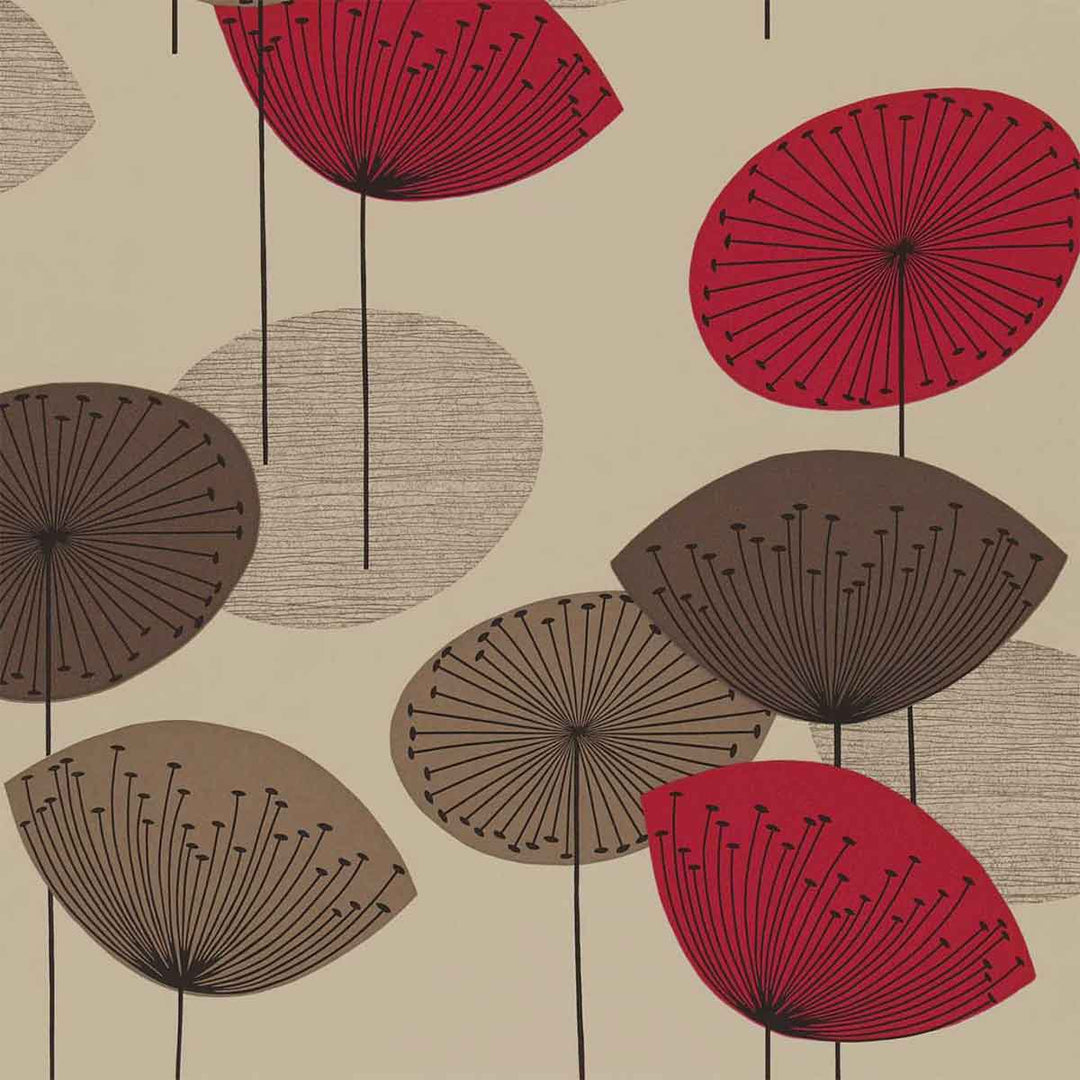 Dandelion Clocks Red Wallpaper by Sanderson - DOPWDA101 | Modern 2 Interiors
