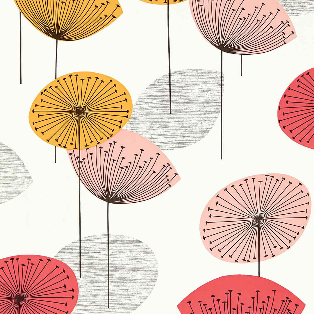 Dandelion Clocks Coral Wallpaper by Sanderson - DOSW217030 | Modern 2 Interiors