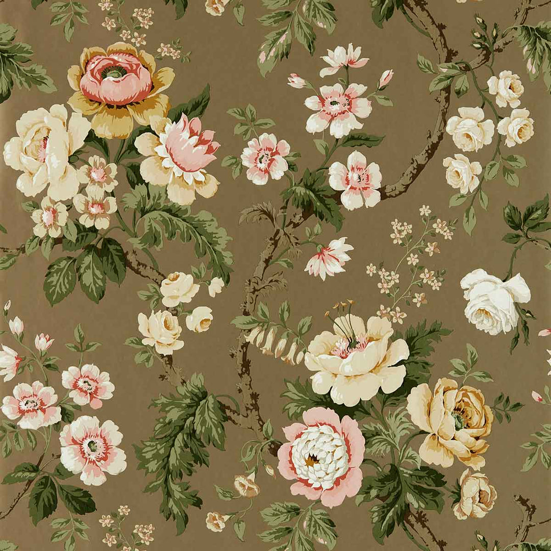 Hykenham Gold Metallic & Rose Wallpaper by Sanderson - DOSW217042 | Modern 2 Interiors
