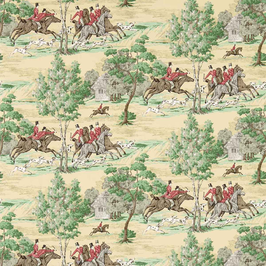 Tally Ho Evergreen & Crimson Wallpaper by Sanderson - 214598 | Modern 2 Interiors