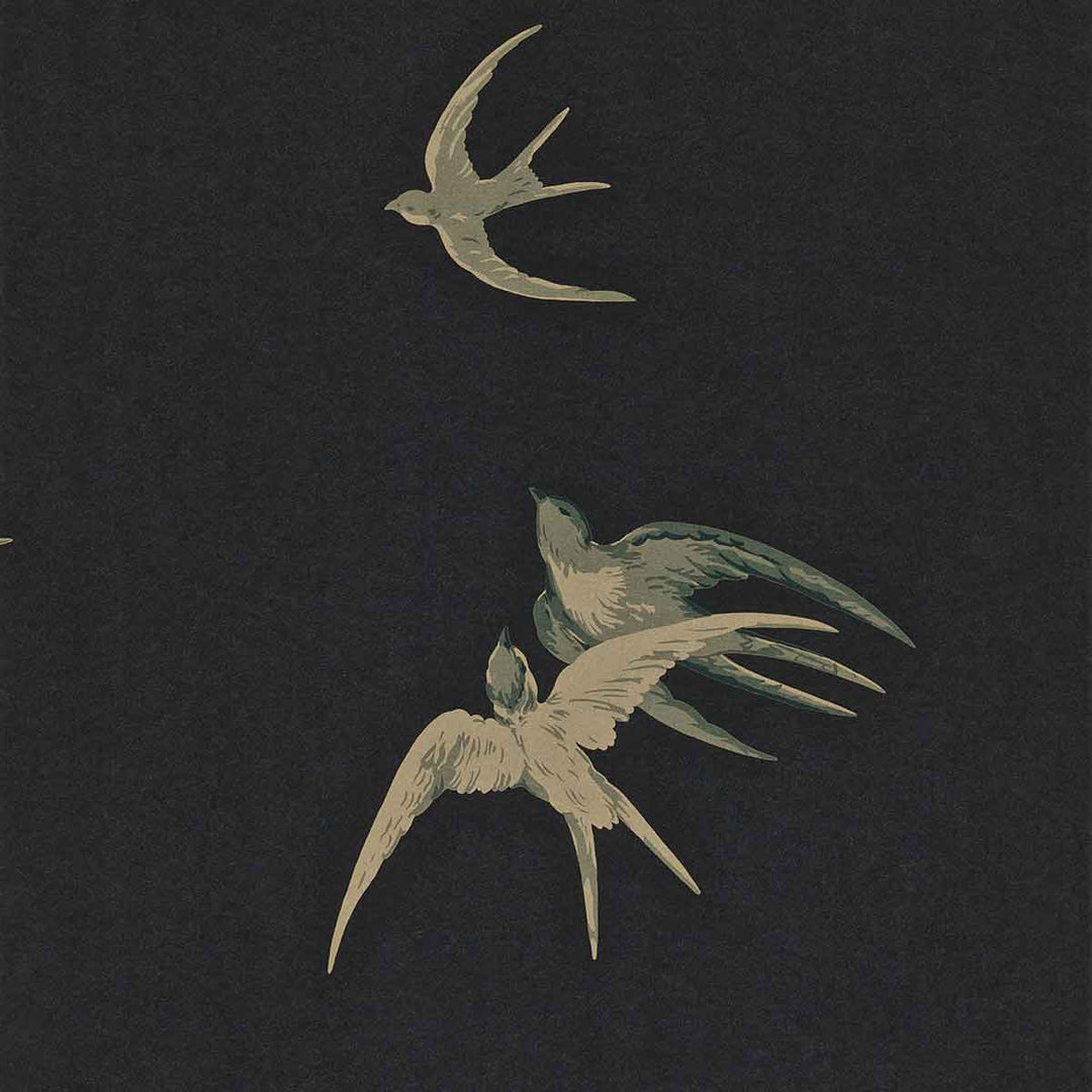 Swallows Black Wallpaper by Sanderson - DVIWSW105 | Modern 2 Interiors