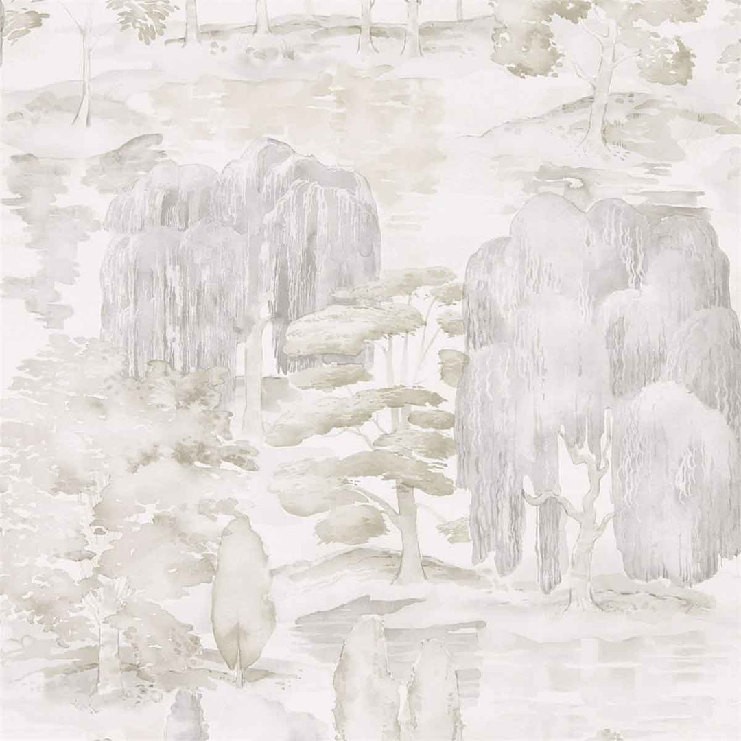 Waterperry Ivory & Stone Wallpaper by Sanderson - 216280 | Modern 2 Interiors