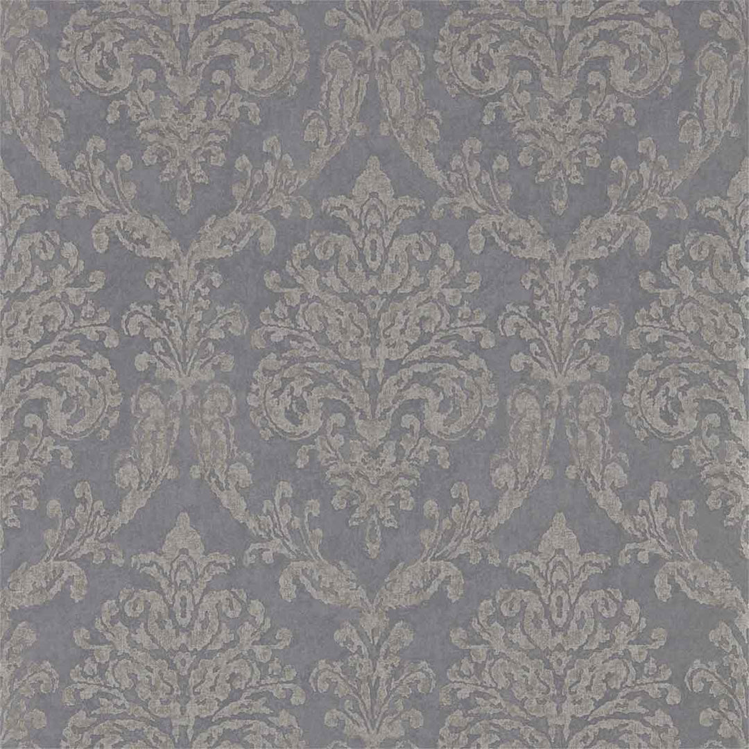 Riverside Demask Steel & Silver Wallpaper by Sanderson - 216291 | Modern 2 Interiors