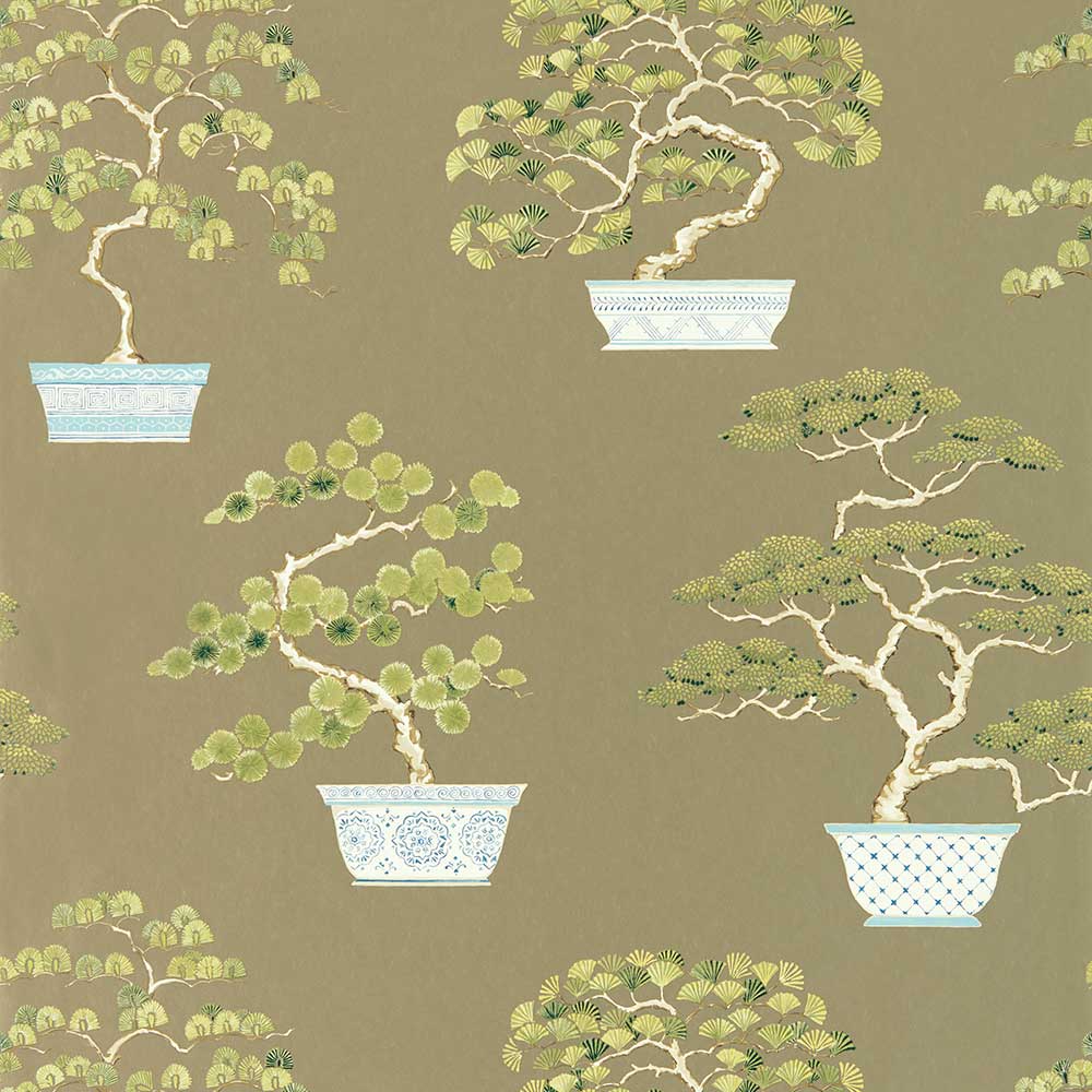 Penjing Scallion Green Wallpaper by Sanderson - 217108 | Modern 2 Interiors