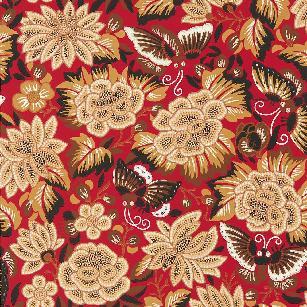 Amara Butterfly Cinnabar & Ink Black Wallpaper by Sanderson - 217116 | Modern 2 Interiors