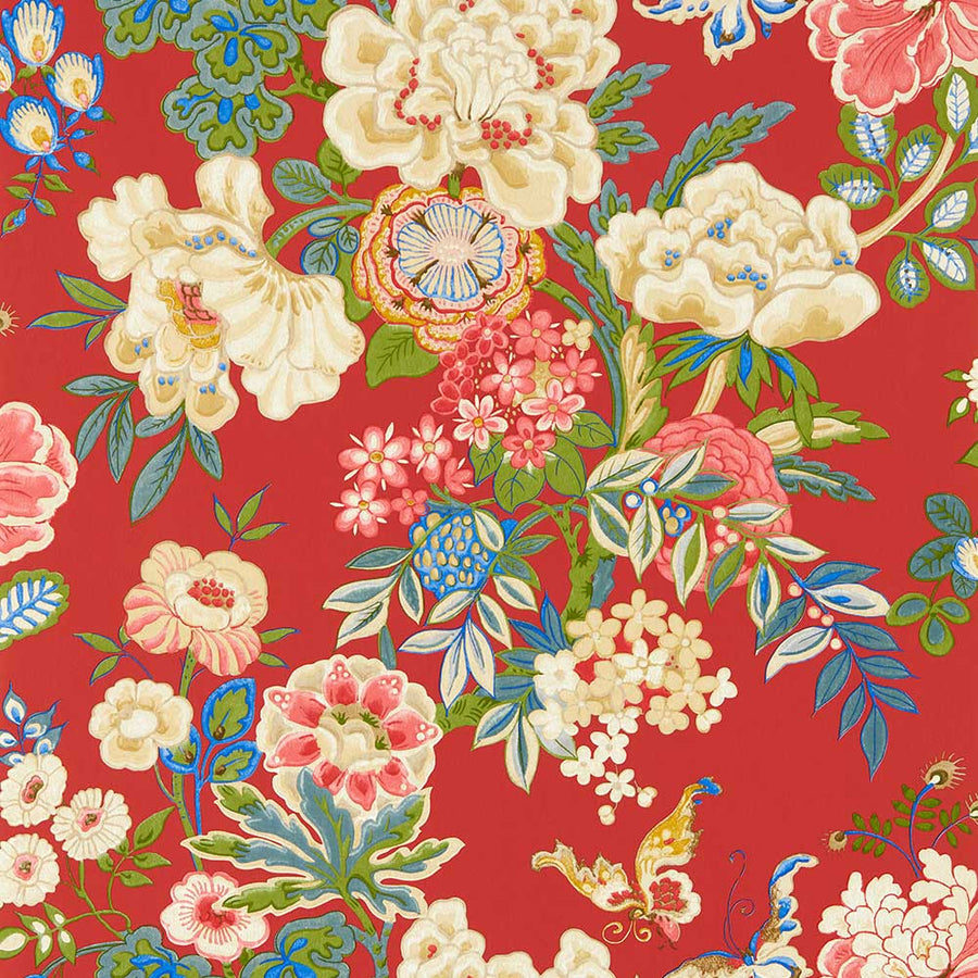 Emperor Peony Cinnabar Red Wallpaper by Sanderson - 217119 | Modern 2 Interiors