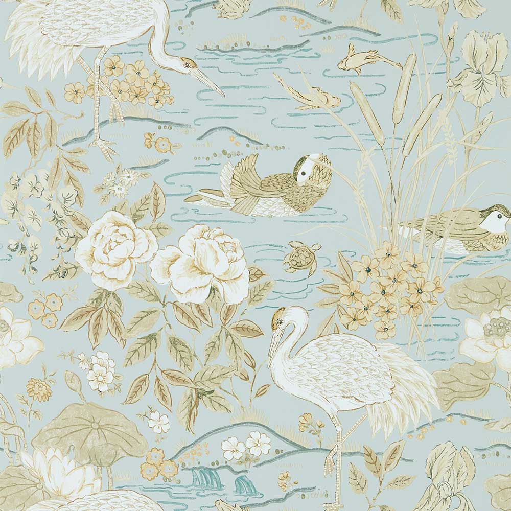Crane & Frog Sky & Honey Wallpaper by Sanderson - 217125 | Modern 2 Interiors