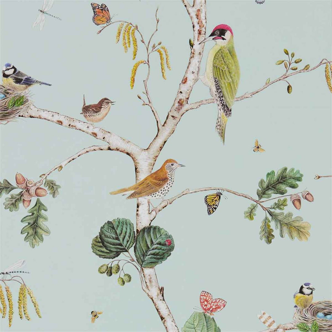 Woodland Chorus Sky Blue & Multi Wallpaper by Sanderson - 215706 | Modern 2 Interiors