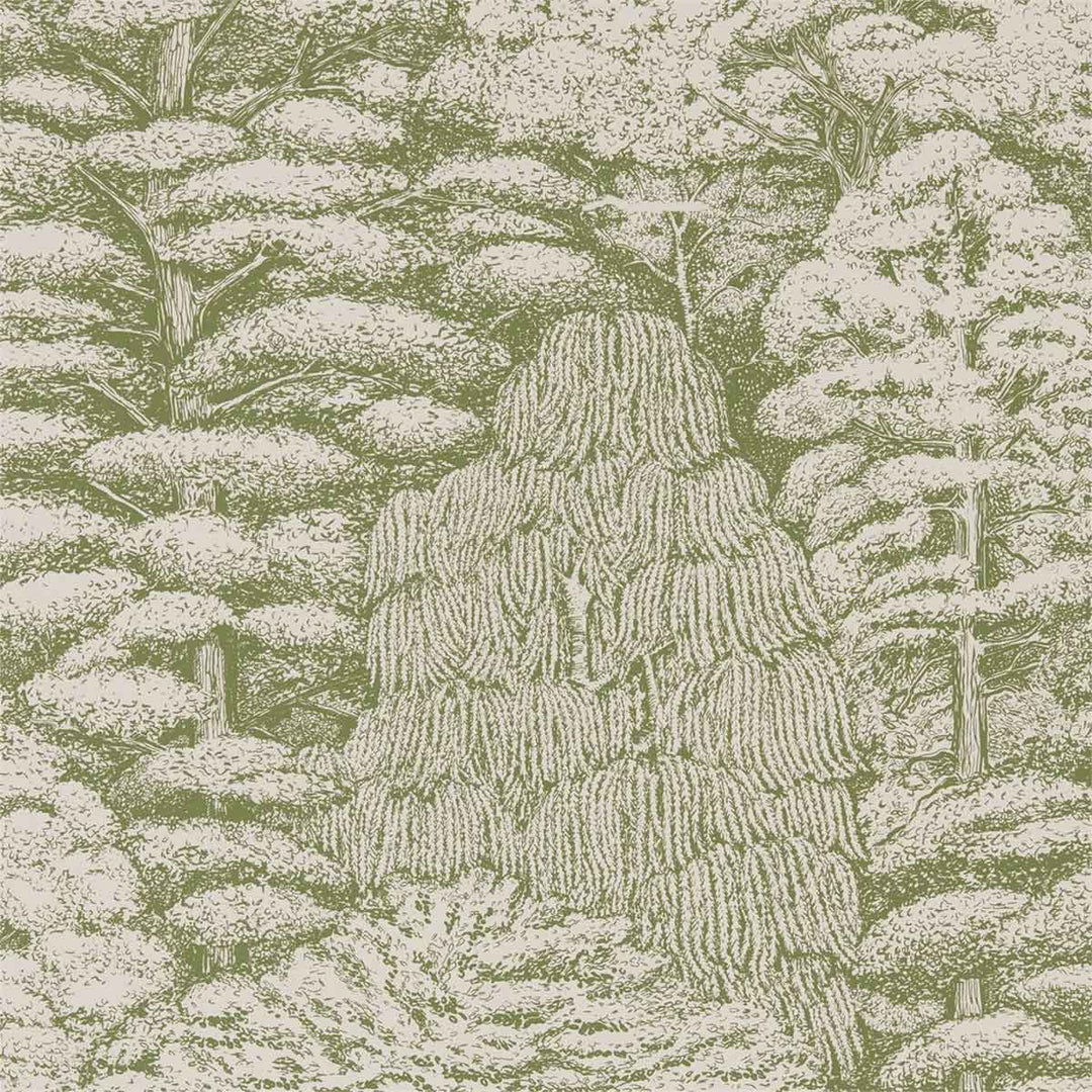 Woodland Toile Cream & Green Wallpaper by Sanderson - 215720 | Modern 2 Interiors