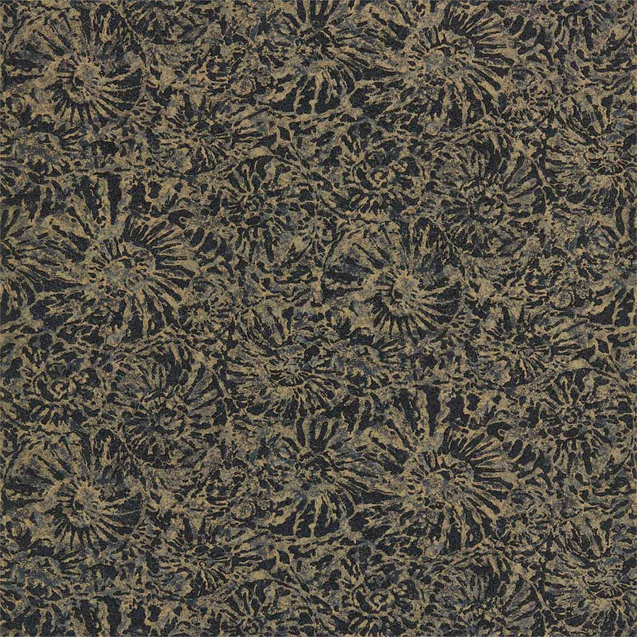 Ammonite Charcoal & Brass Wallpaper by Anthology - 112562 | Modern 2 Interiors