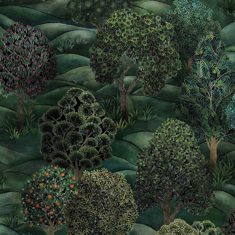 Cole & Son Forest Wallpaper | Forest Greens | 115/9028 | Forest is a feature wallpaper featuring a striking forest designed print