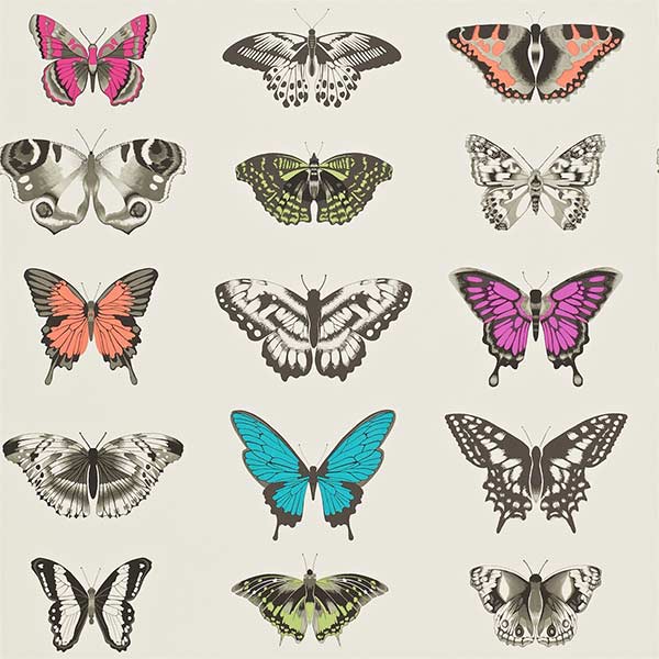 Harlequin Papilio Wallpaper - Flamingo, Papaya & Olive - 111079 | Modern 2 Interiors