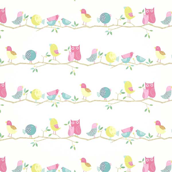 Harlequin What A Hoot Wallpaper - Pink, Aqua & Apple - 112650 | Modern 2 Interiors