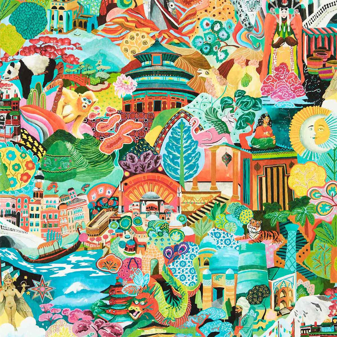 Harlequin Journey Of Discovery Wallpaper | Ionian, Harissa & Emerald | 112919