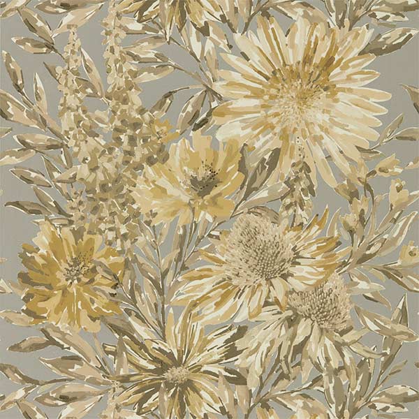 Harlequin Floreale Wallpaper - Ochre & Gilver - 111495 | Modern 2 Interiors