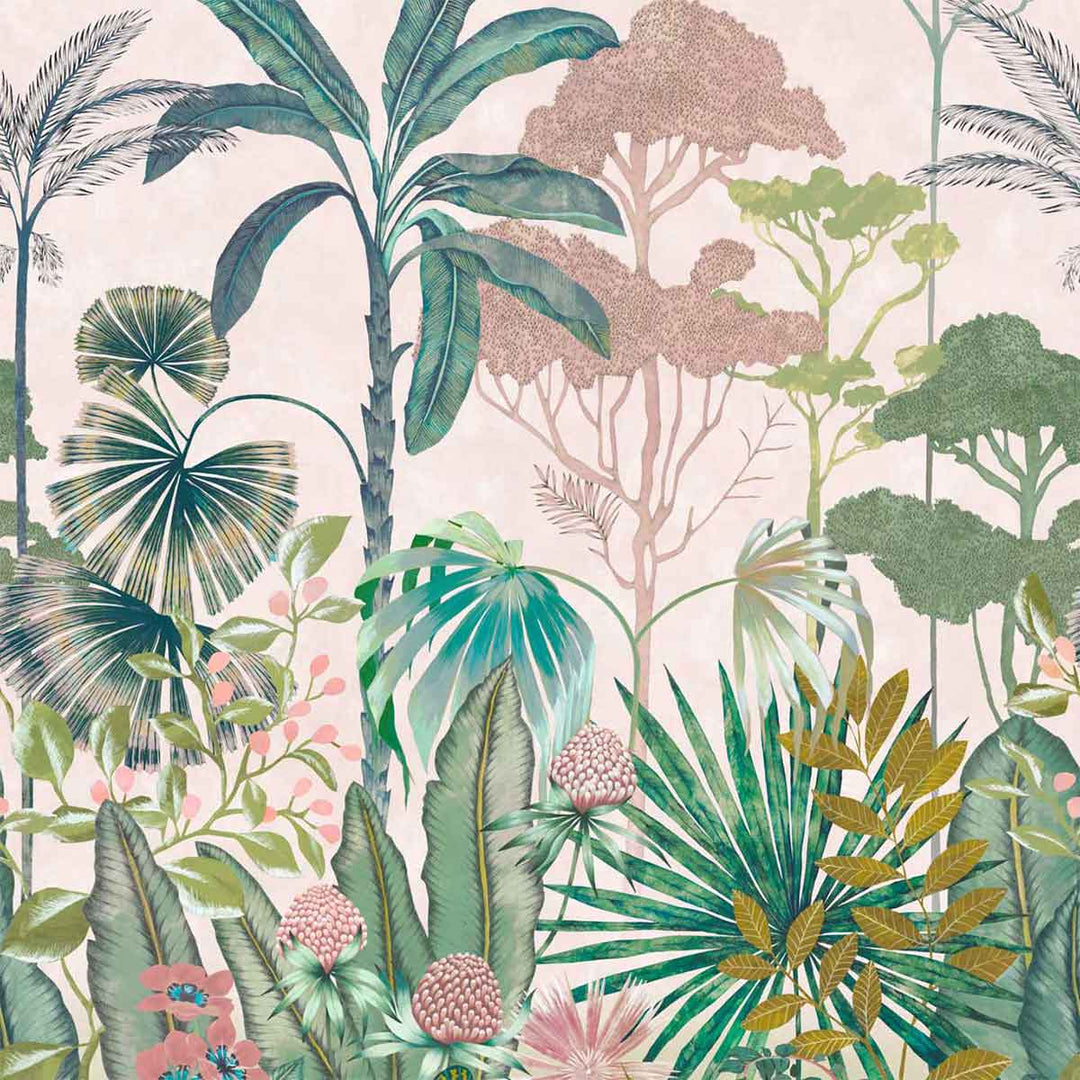 Floreana Bleached Coral & Succulent & Fig Leaf Wallpaper by Harlequin - 112777 | Modern 2 Interiors