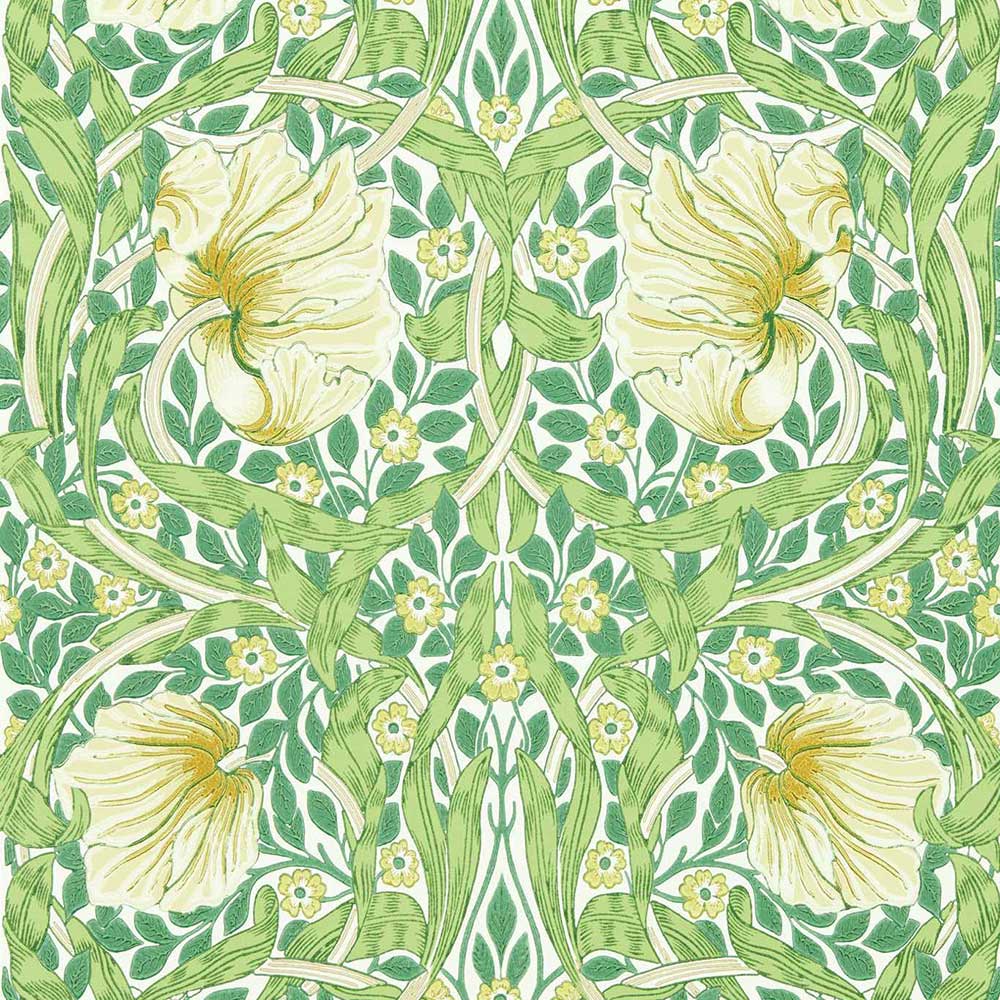 Pimpernel Weld & Leaf Green Wall Paper by Morris & Co - 217063 | Modern 2 Interiors