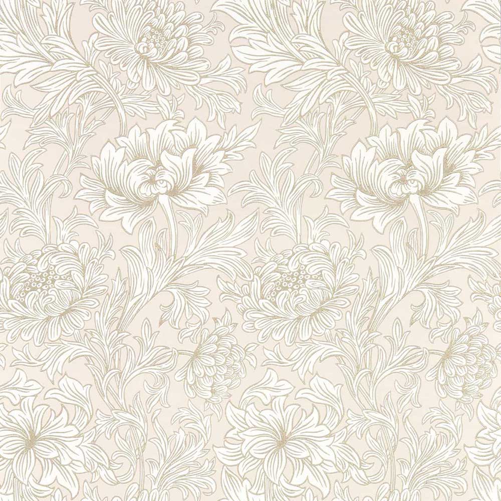 Chrysanthemum Toile Cochineal Pink Wall Paper by Morris & Co - 217070 | Modern 2 Interiors