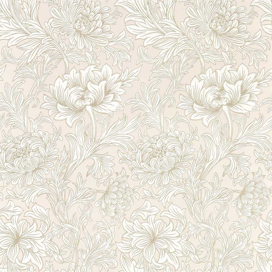 Chrysanthemum Toile Cochineal Pink Wall Paper by Morris & Co - 217070 | Modern 2 Interiors