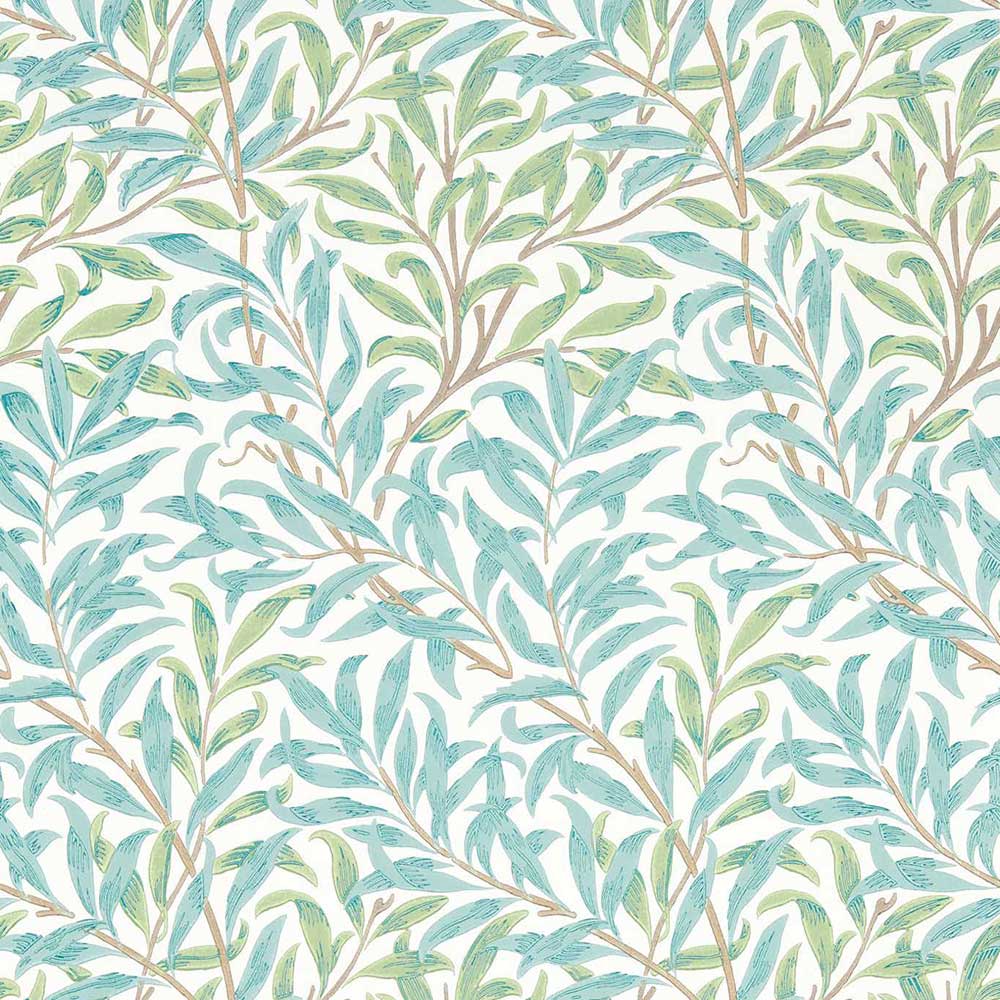 Willow Boughs Willow & Seaglass Wall Paper by Morris & Co - 217083 | Modern 2 Interiors