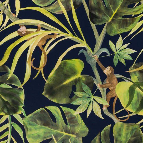 Monkey Business Indigo Wallpaper By Clarke & Clarke - W0083/03 | Modern 2 Interiors