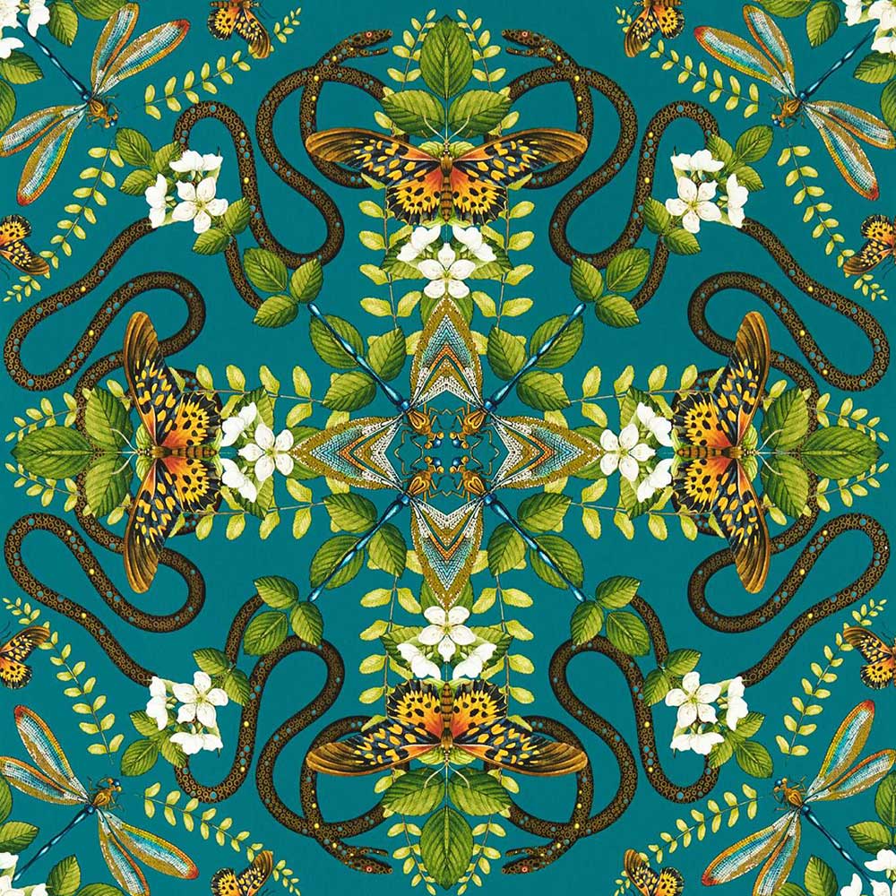Emerald Forest Teal Wallpaper by Clarke & Clarke - W0129/05 | Modern 2 Interiors