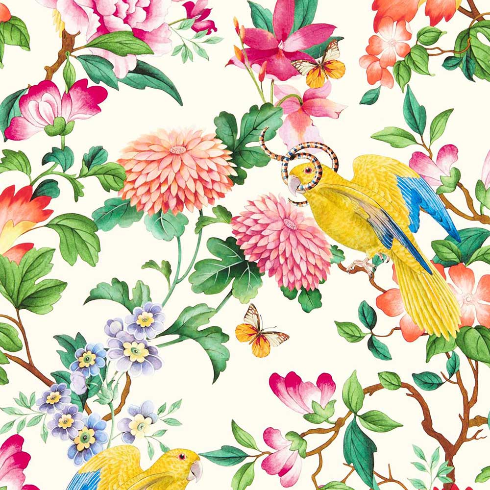Golden Parrot Ivory Wallpaper by Clarke & Clarke - W0130/02 | Modern 2 Interiors