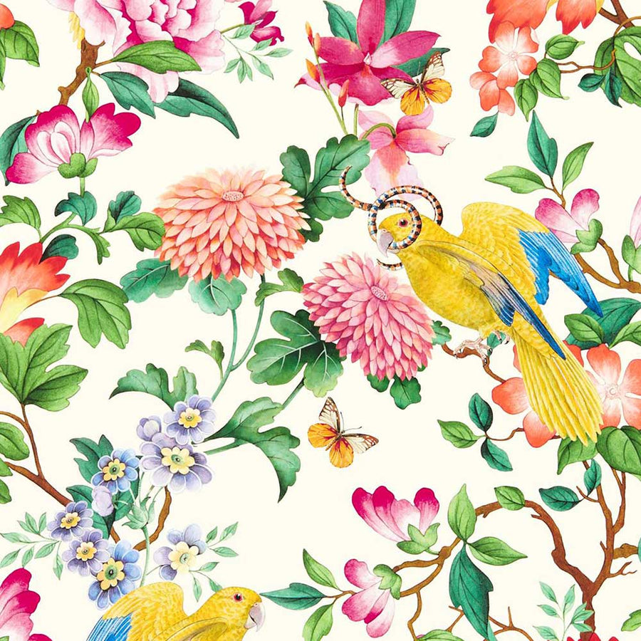 Golden Parrot Ivory Wallpaper by Clarke & Clarke - W0130/02 | Modern 2 Interiors