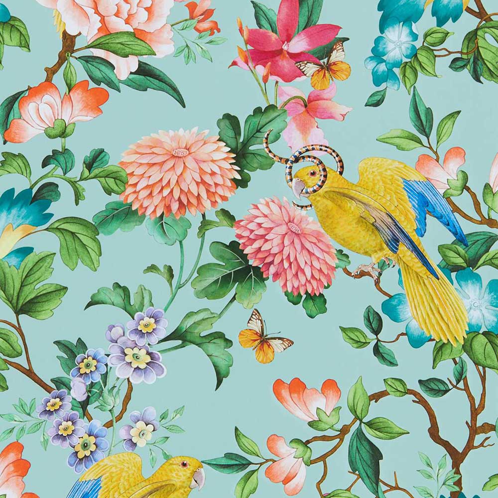 Golden Parrot Mineral Wallpaper by Clarke & Clarke - W0130/03 | Modern 2 Interiors