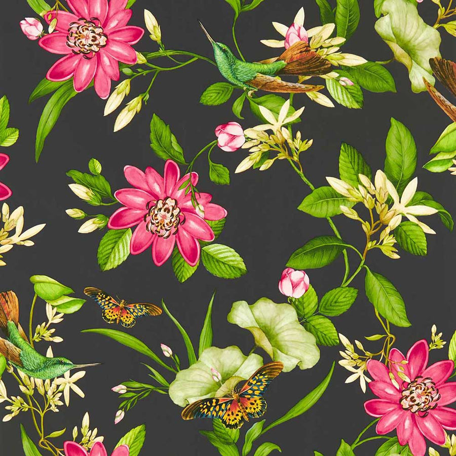 Pink Lotus Noir Wallpaper by Clarke & Clarke - W0132/03 | Modern 2 Interiors