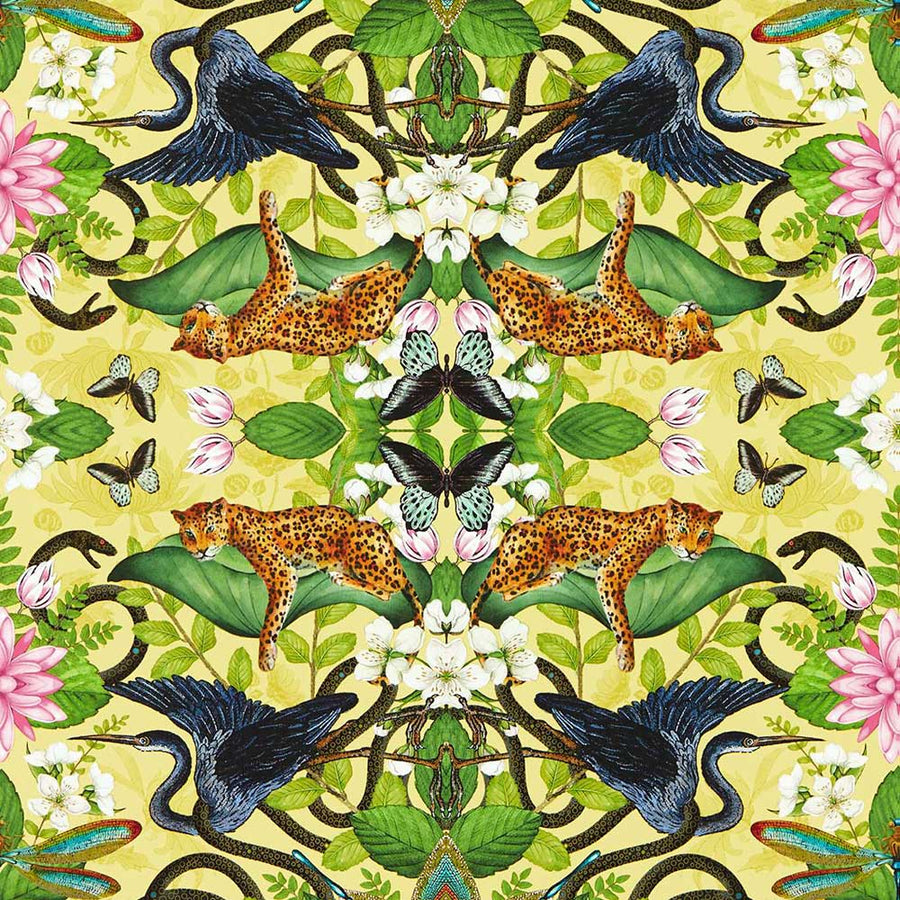 Wonderlust Tea Story Citron Wallpaper by Clarke & Clarke - W0136/01 | Modern 2 Interiors
