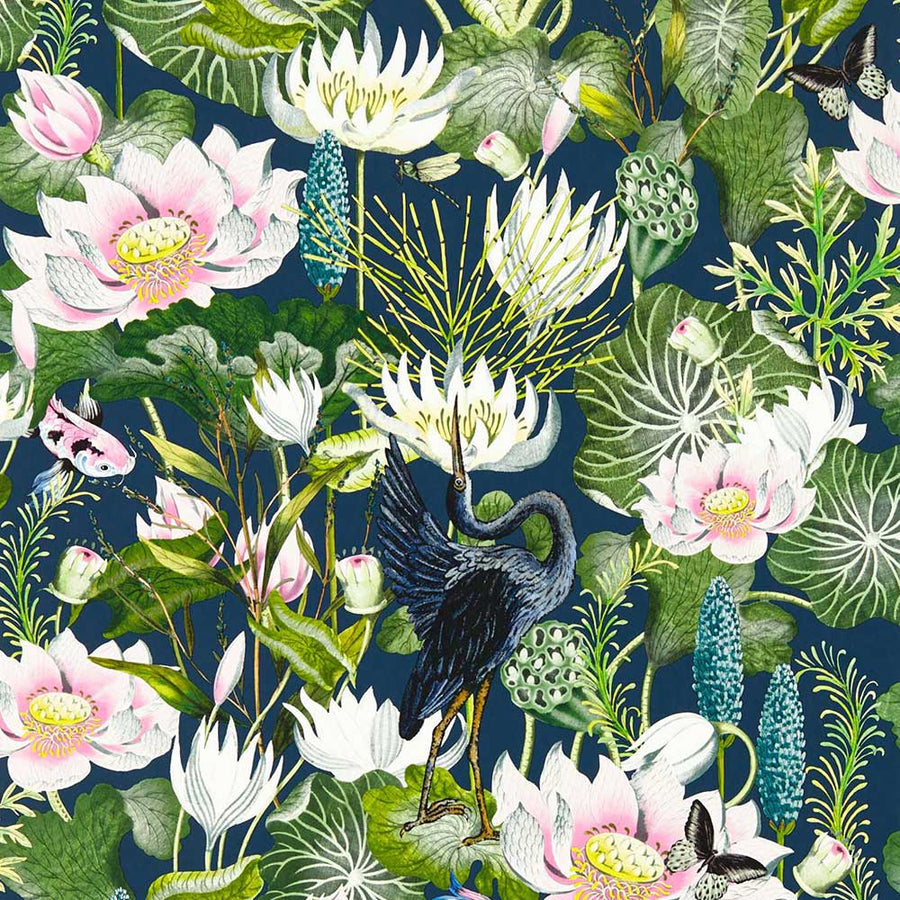 Waterlily Midnight Wallpaper by Clarke & Clarke - W0137/04 | Modern 2 Interiors