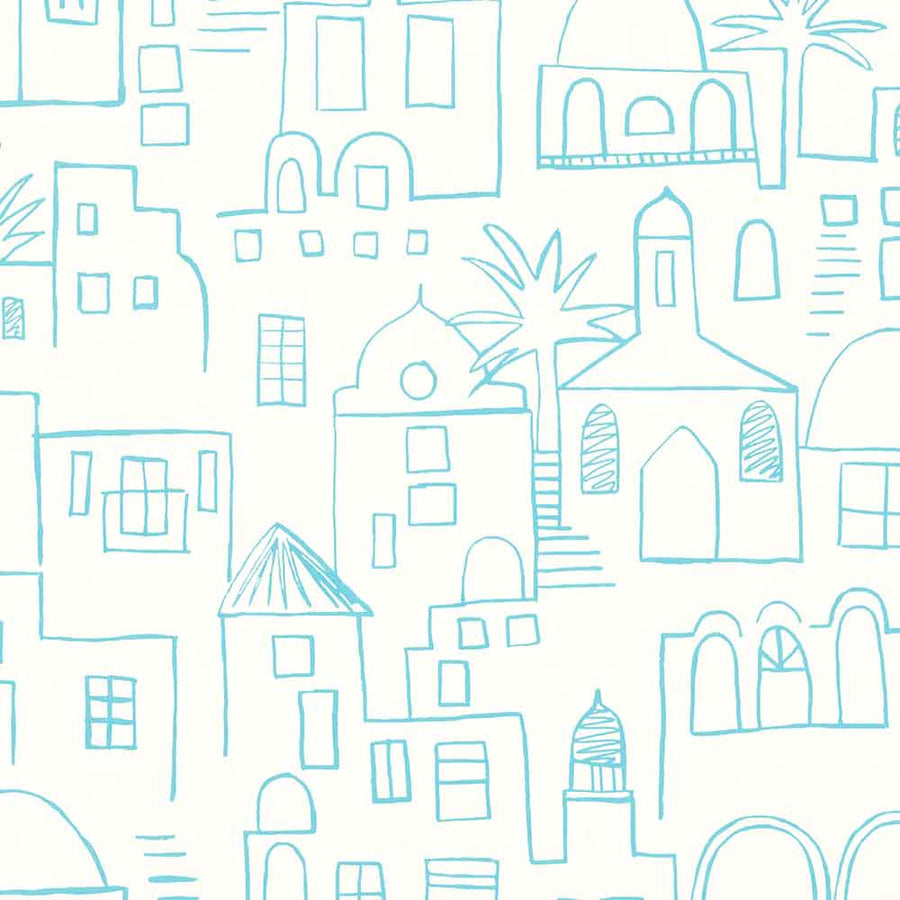 Teeny Santorini Aqua Wallpaper by Villa Nova - W569/01 | Modern 2 Interiors