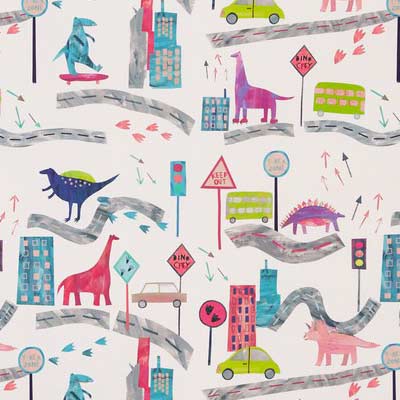 Dino City Rainbow Fabric by Prestigious Textiles - 8712/546 | Modern 2 Interiors
